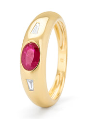 Yellow gold ring, 0.56 ct ruby, Bold