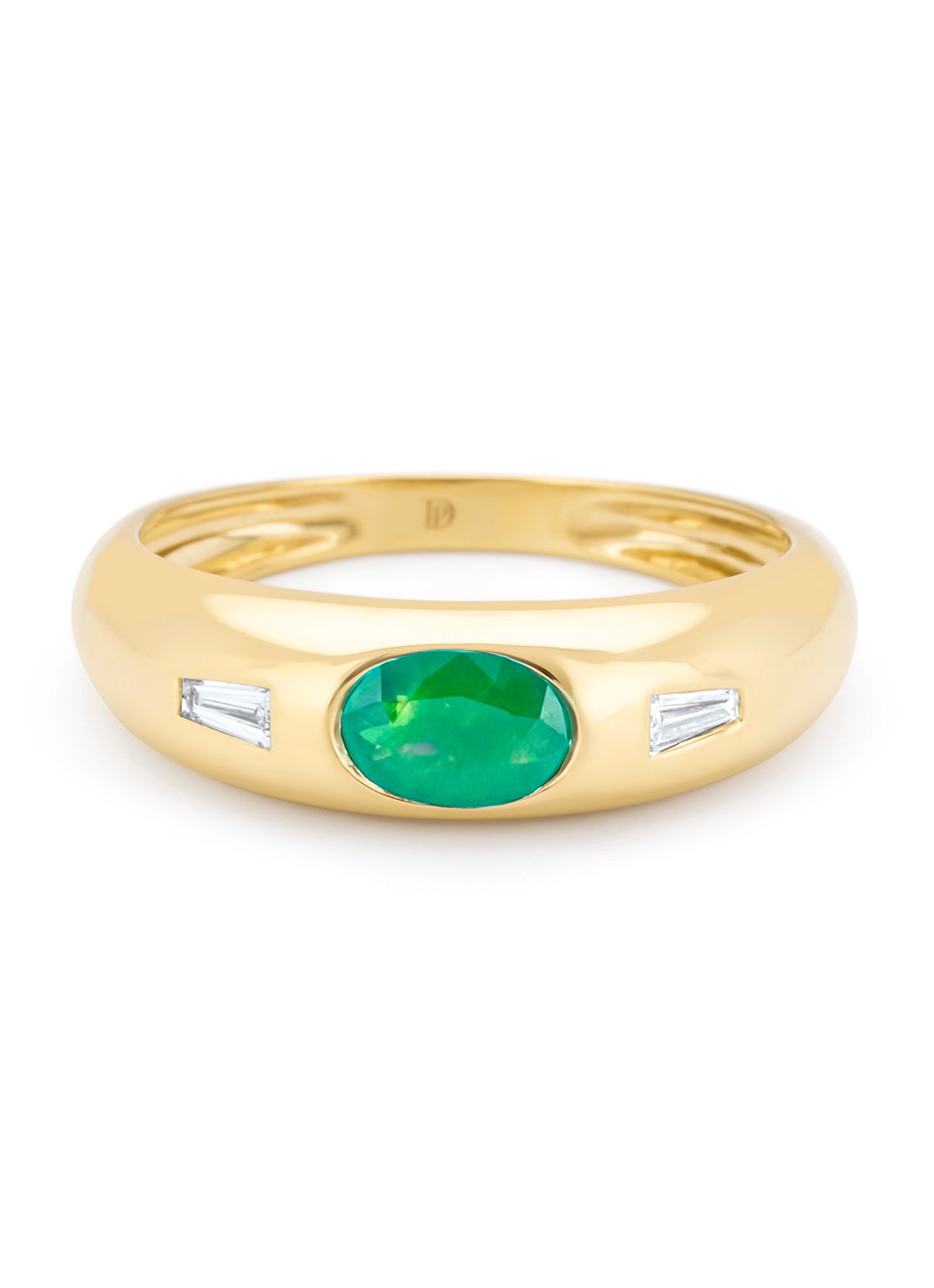 Yellow gold ring, 0.44 ct emerald, BOLD