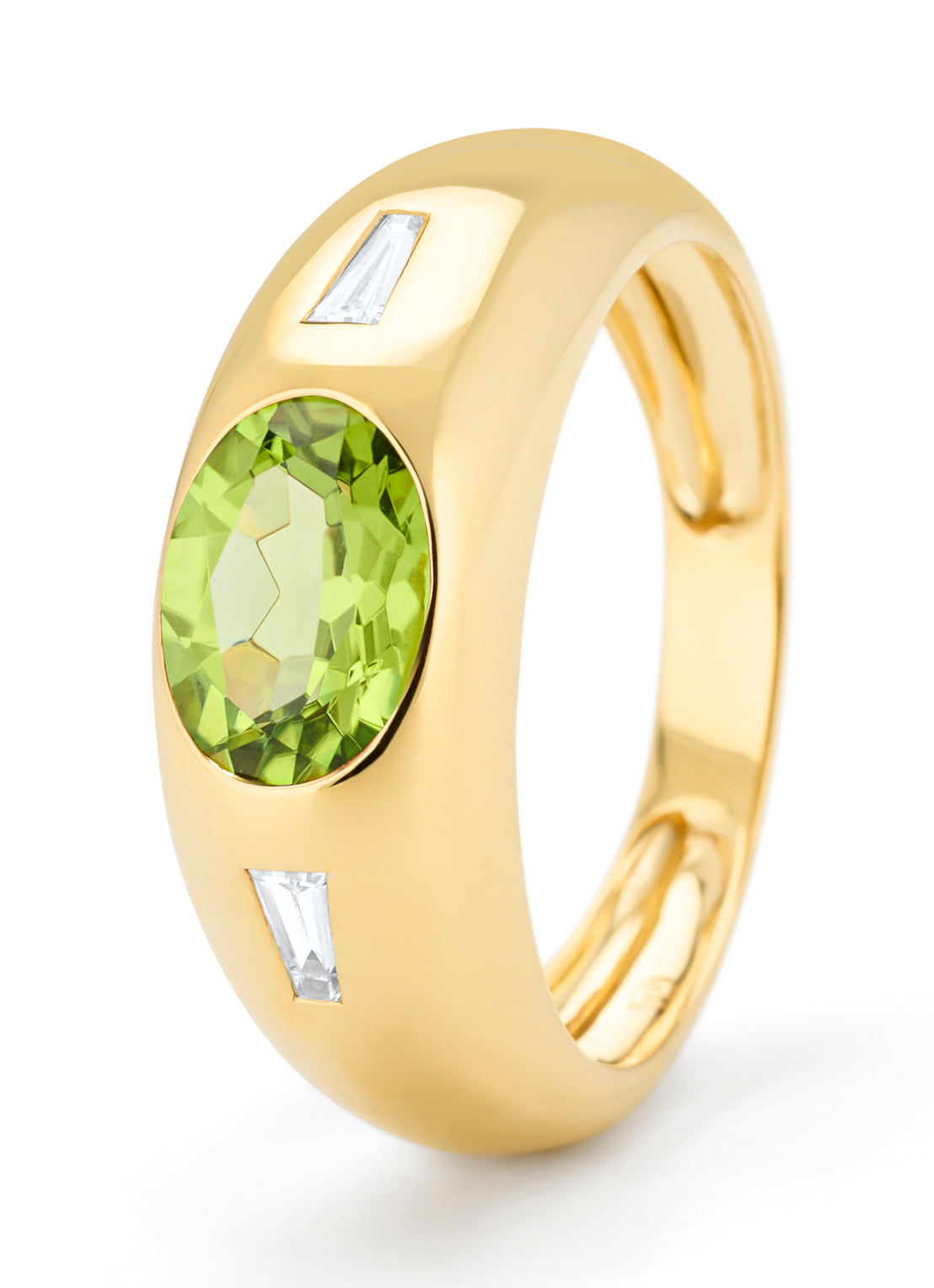 Yellow gold ring, 1.27 ct peridot, BOLD