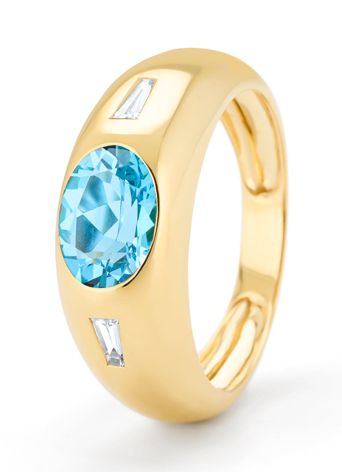Yellow gold ring, 1.42 ct topaz, bold