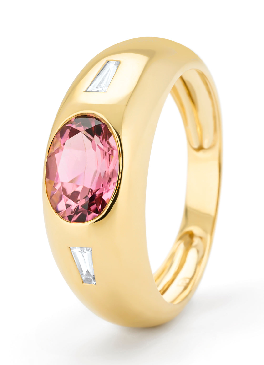 Yellow gold ring, 1.19 ct tourmaline, bold