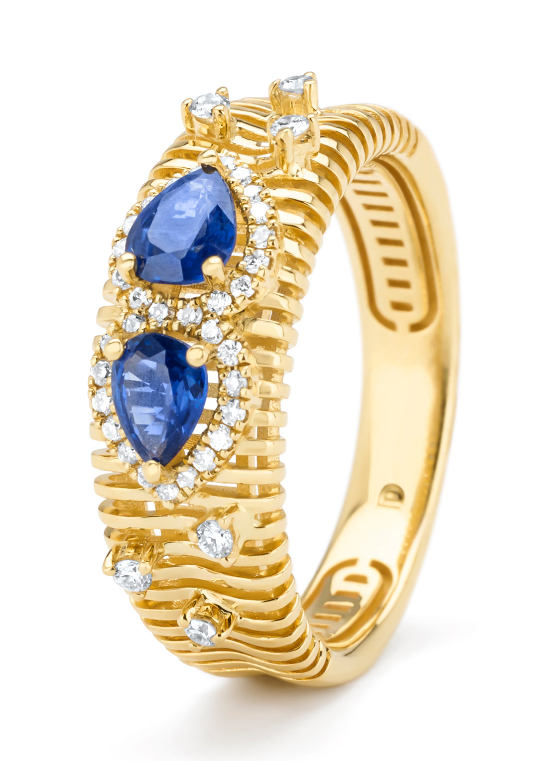 Geelgouden ring, 0.70 ct blauwe saffier, Gallery