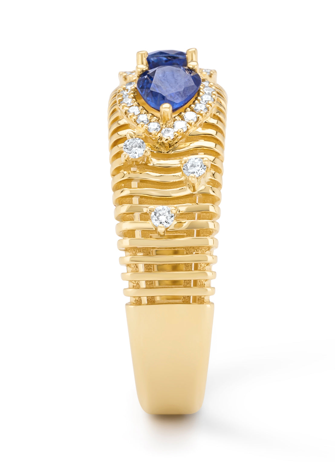 Geelgouden ring, 0.70 ct blauwe saffier, Gallery