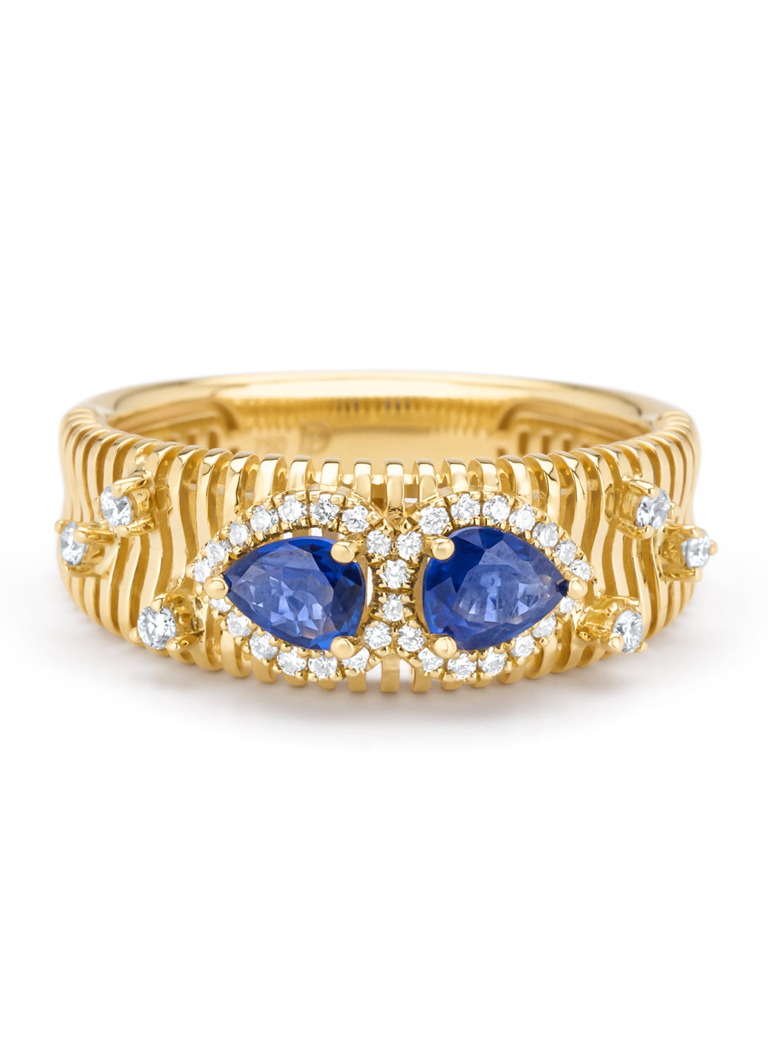 Geelgouden ring, 0.70 ct blauwe saffier, Gallery