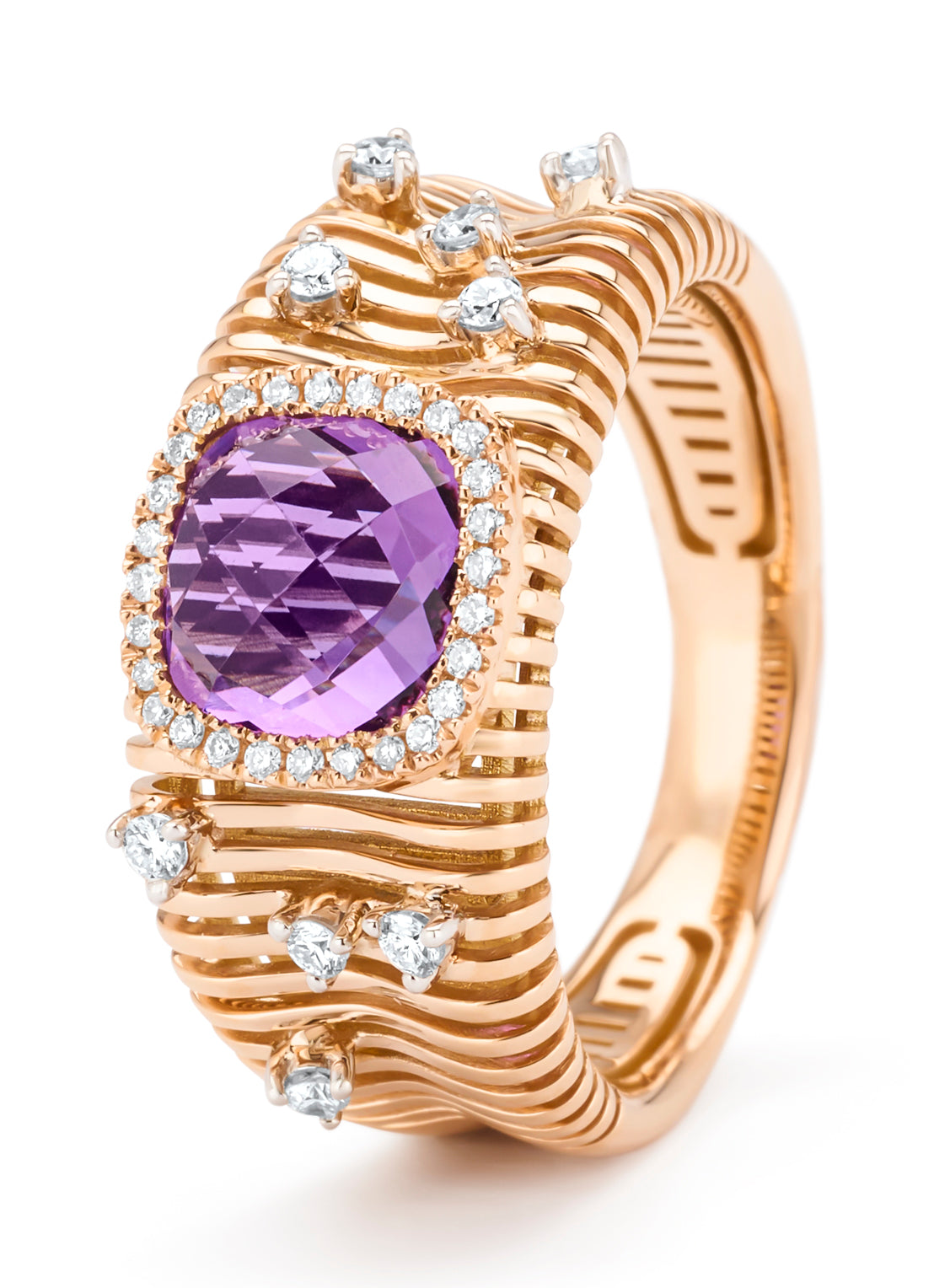 Roségouden Ring, 1.56 CT Purple Amethist, Gallery