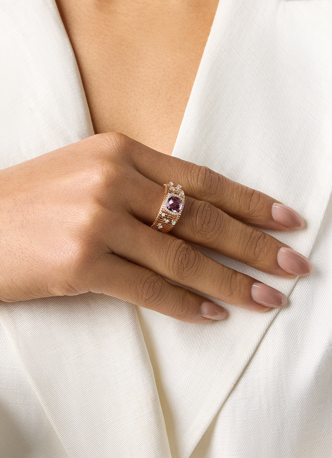 Roségouden ring, 1.56 ct paarse amethist, Gallery