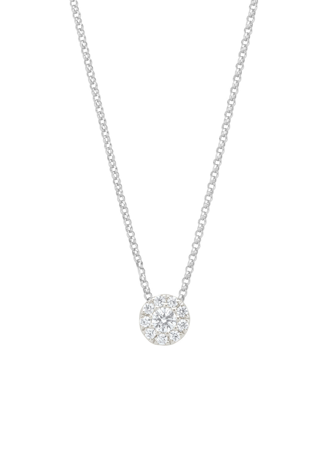 Witgouden collier, 0.21 ct diamant, Hearts & Arrows