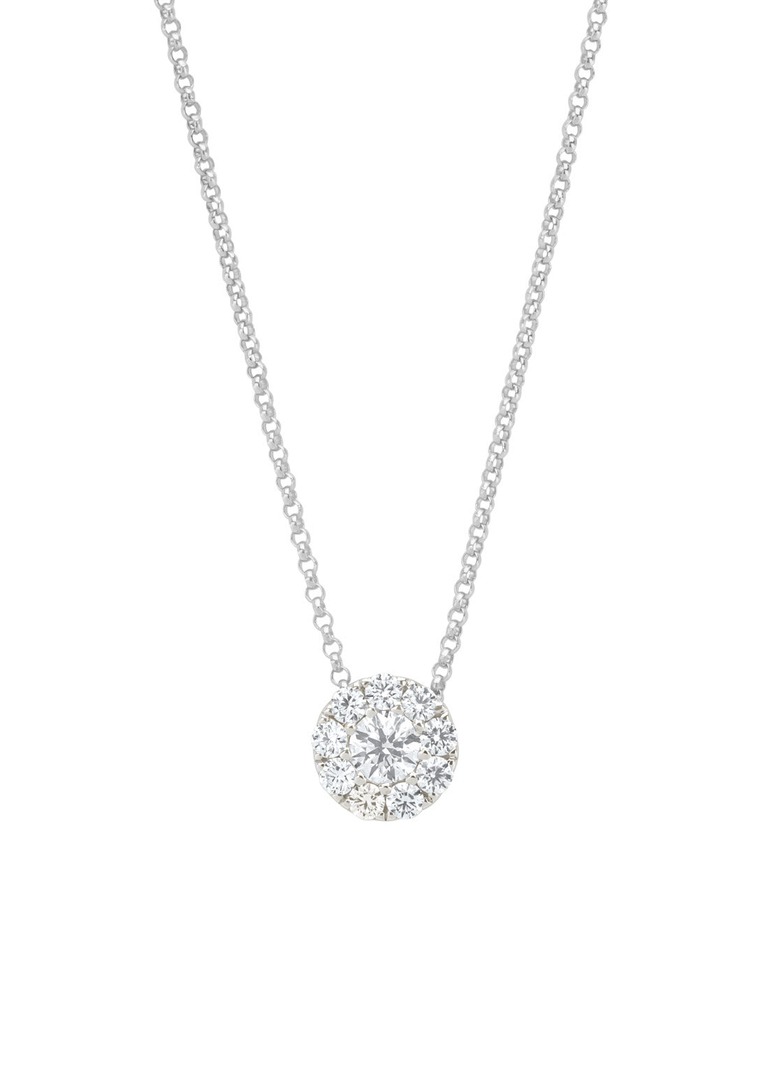 Witgouden collier, 0.43 ct diamant, Hearts & Arrows