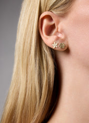 Yellow gold earring, 0.01 CT Diamant, Marigold