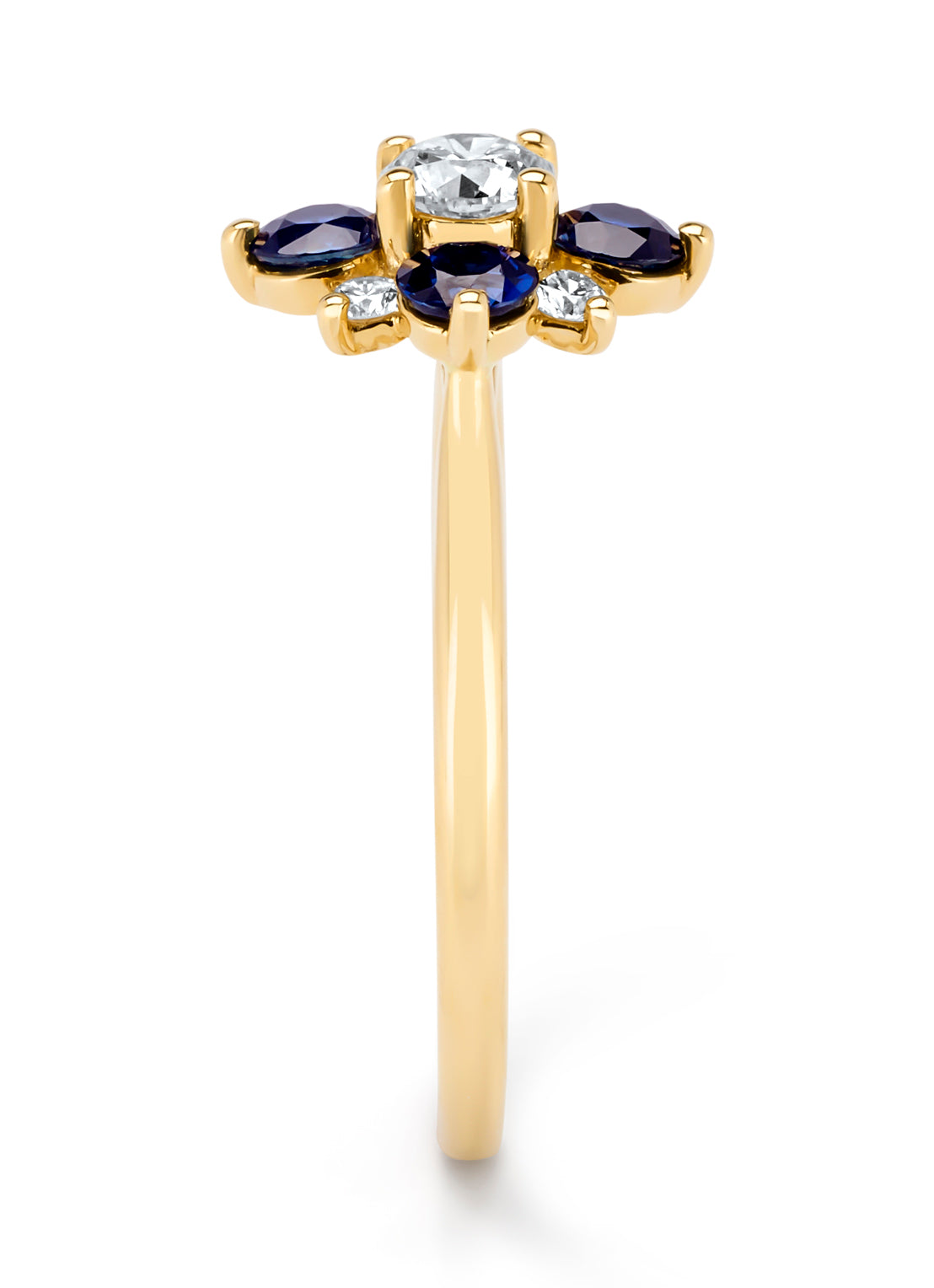 Geelgouden ring, 0.74 ct blauwe saffier, Gallery