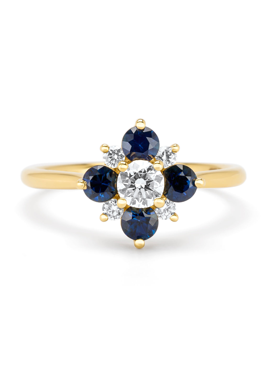 Geelgouden ring, 0.74 ct blauwe saffier, Gallery