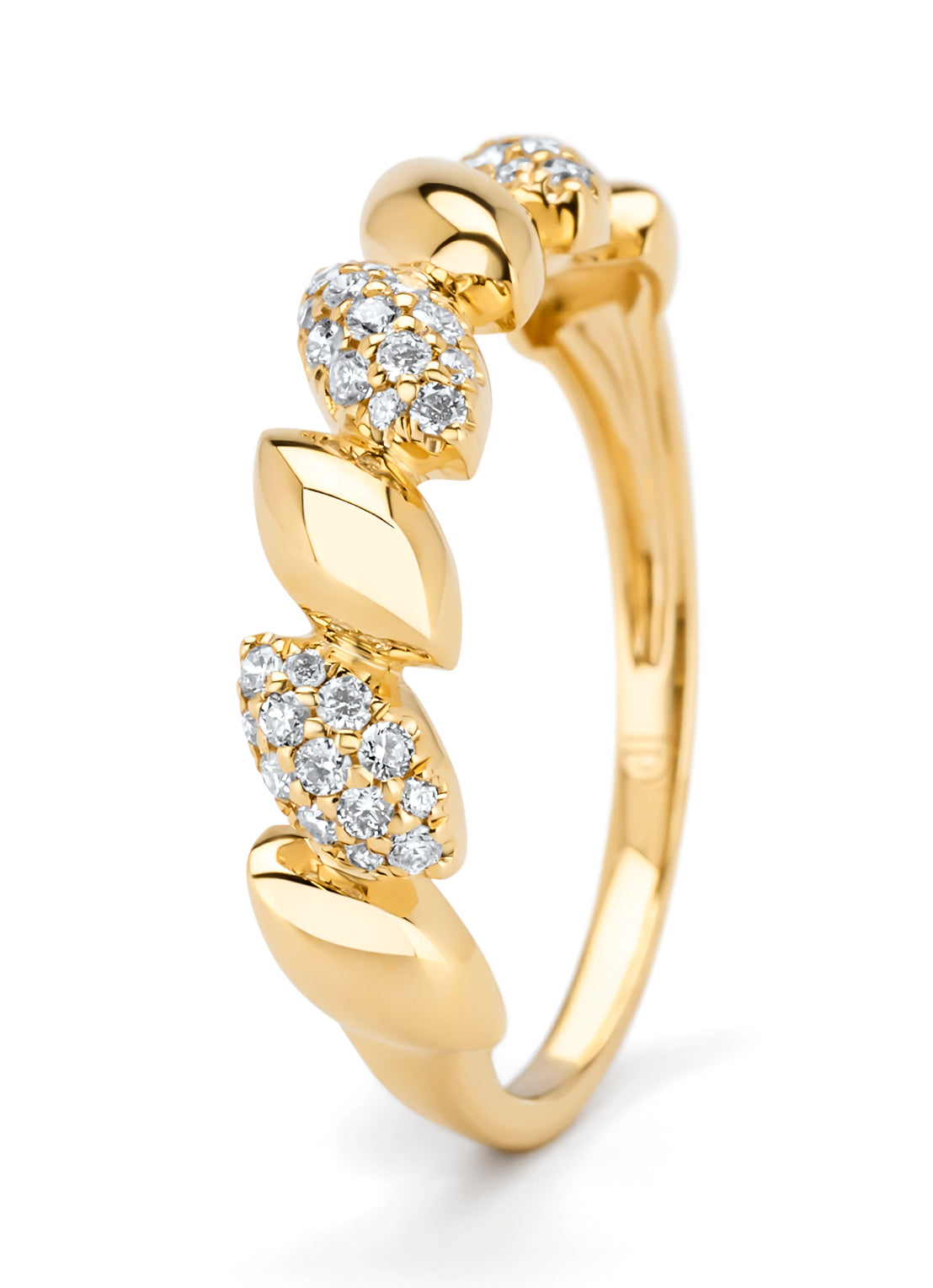 Geelgouden ring, 0.24 ct diamant, Caviar
