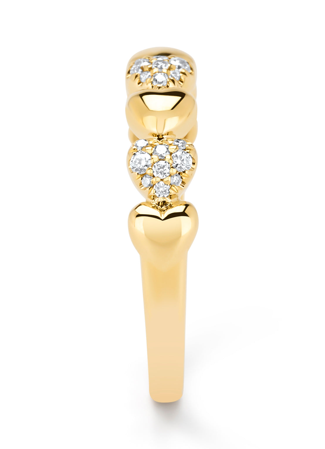 Geelgouden ring, 0.15 ct diamant, Caviar