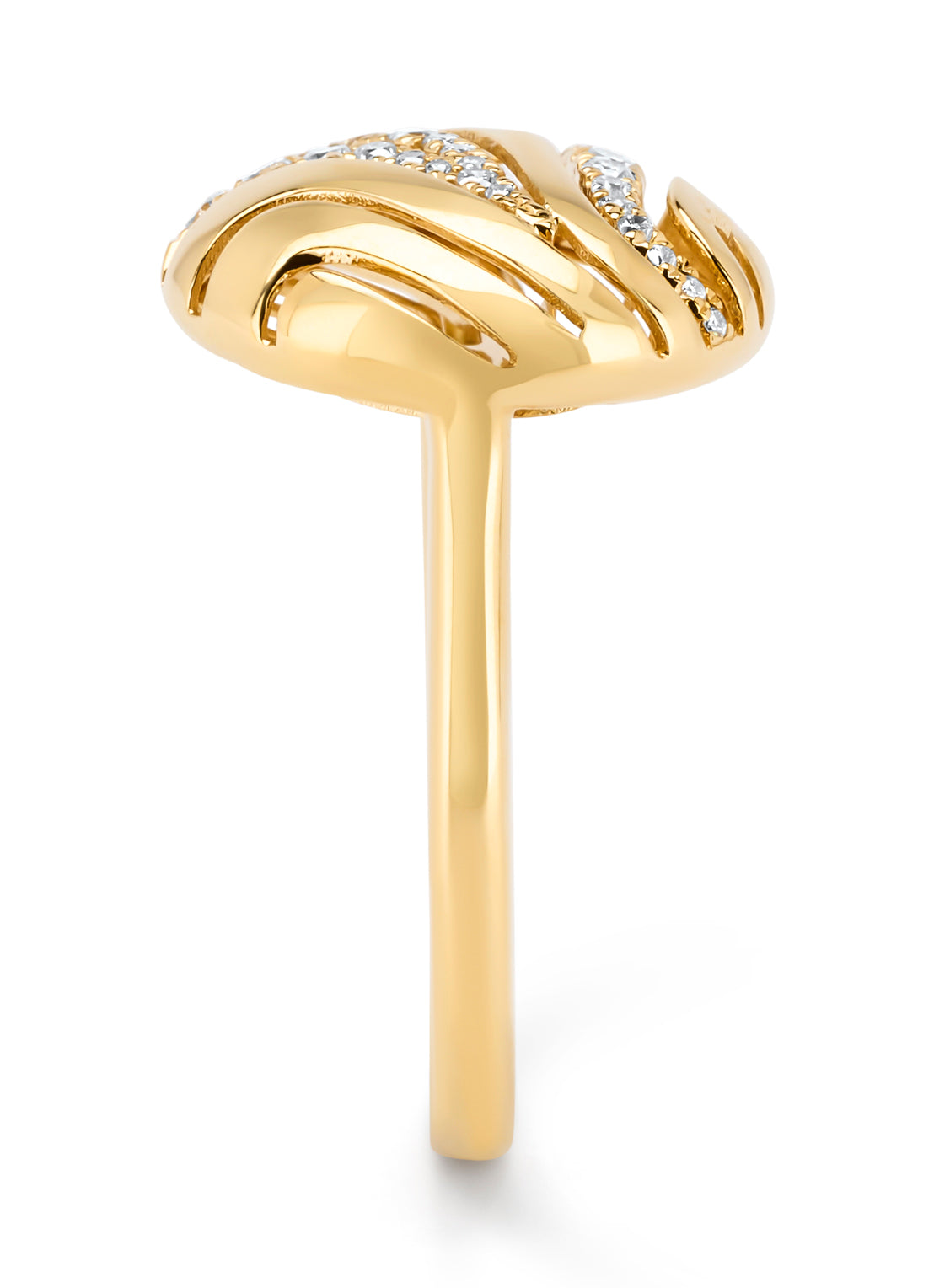 Geelgouden ring, 0.24 ct diamant, Caviar