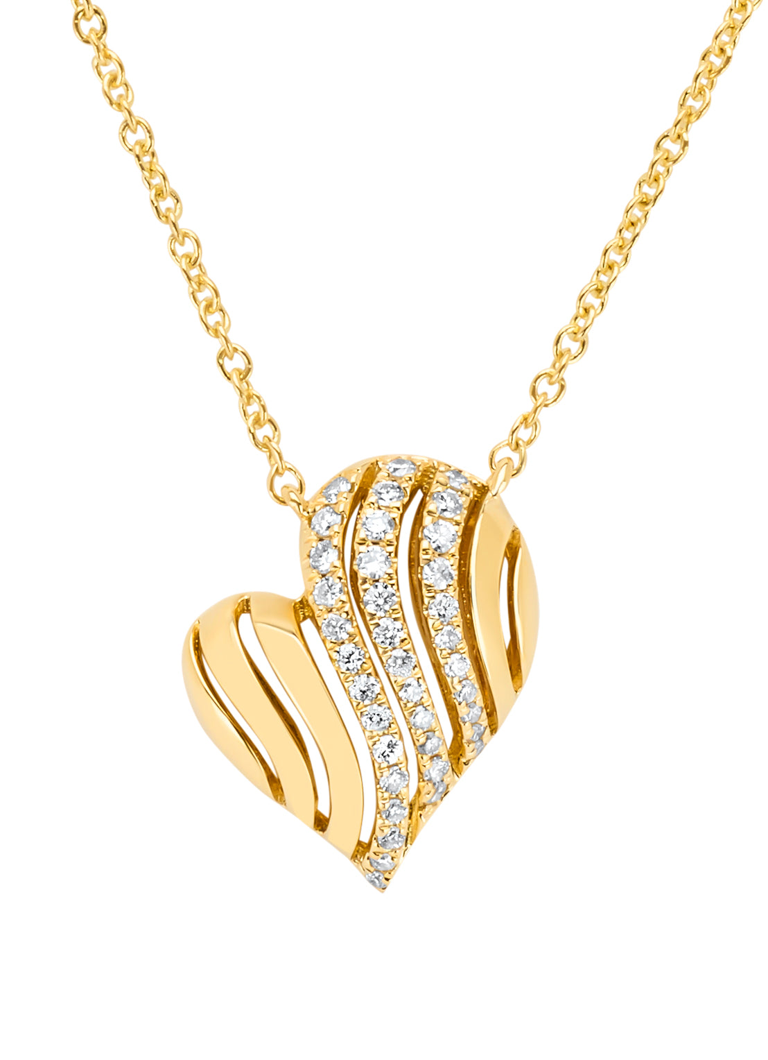 Geelgouden collier, 0.20 ct diamant, Caviar