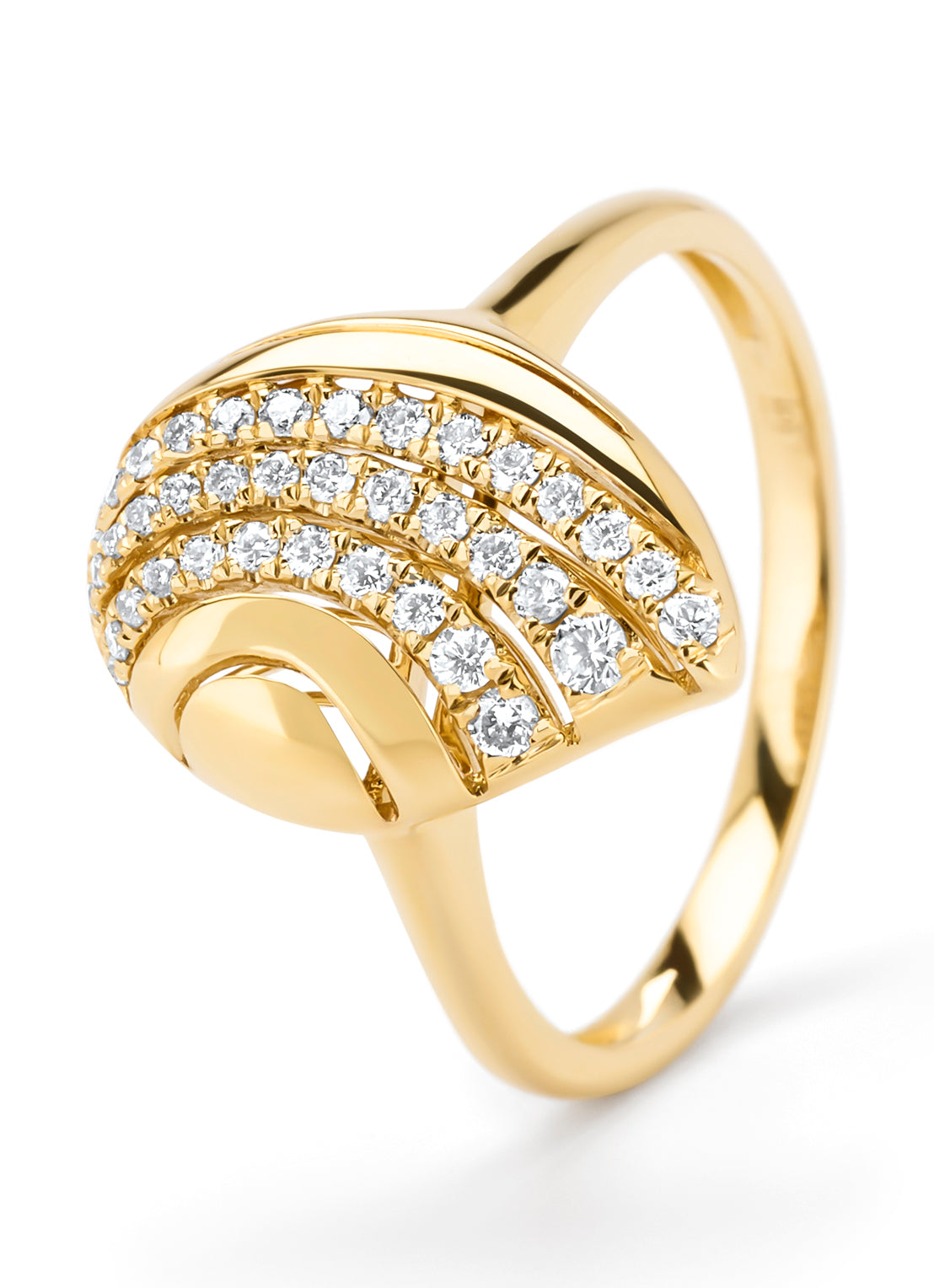 Geelgouden ring, 0.28 ct diamant, Caviar