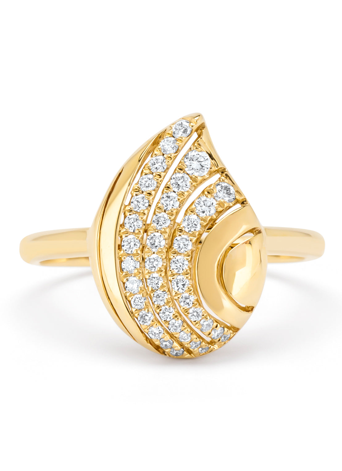 Geelgouden ring, 0.28 ct diamant, Caviar