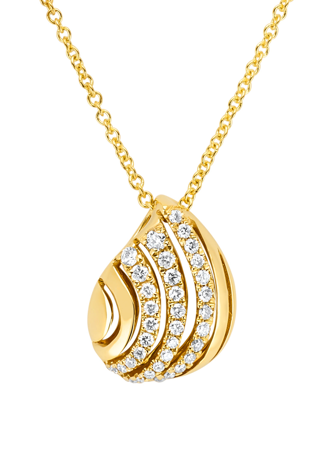 Geelgouden collier, 0.28 ct diamant, Caviar