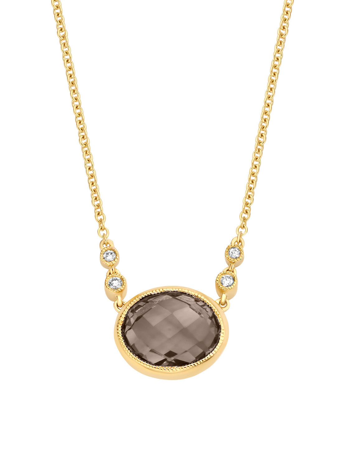 Yellow gold Necklace, 1.85 ct smoke quartz, philosophy