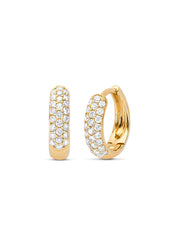 Yellow gold ear jewelry, 0.50 ct diamond, caviar