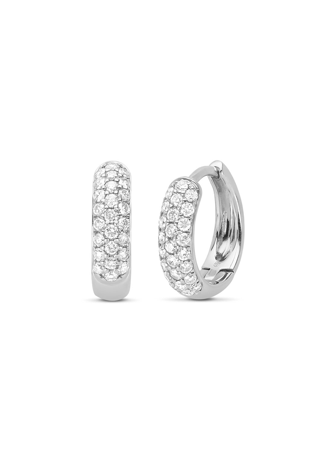 White gold earrings, 0.50 ct diamond, Caviar