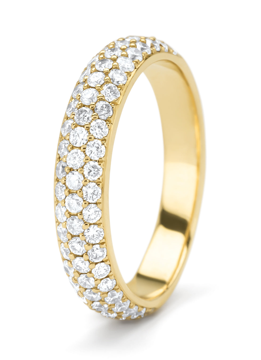 Geelgouden ring, 0.80 ct diamant, Caviar