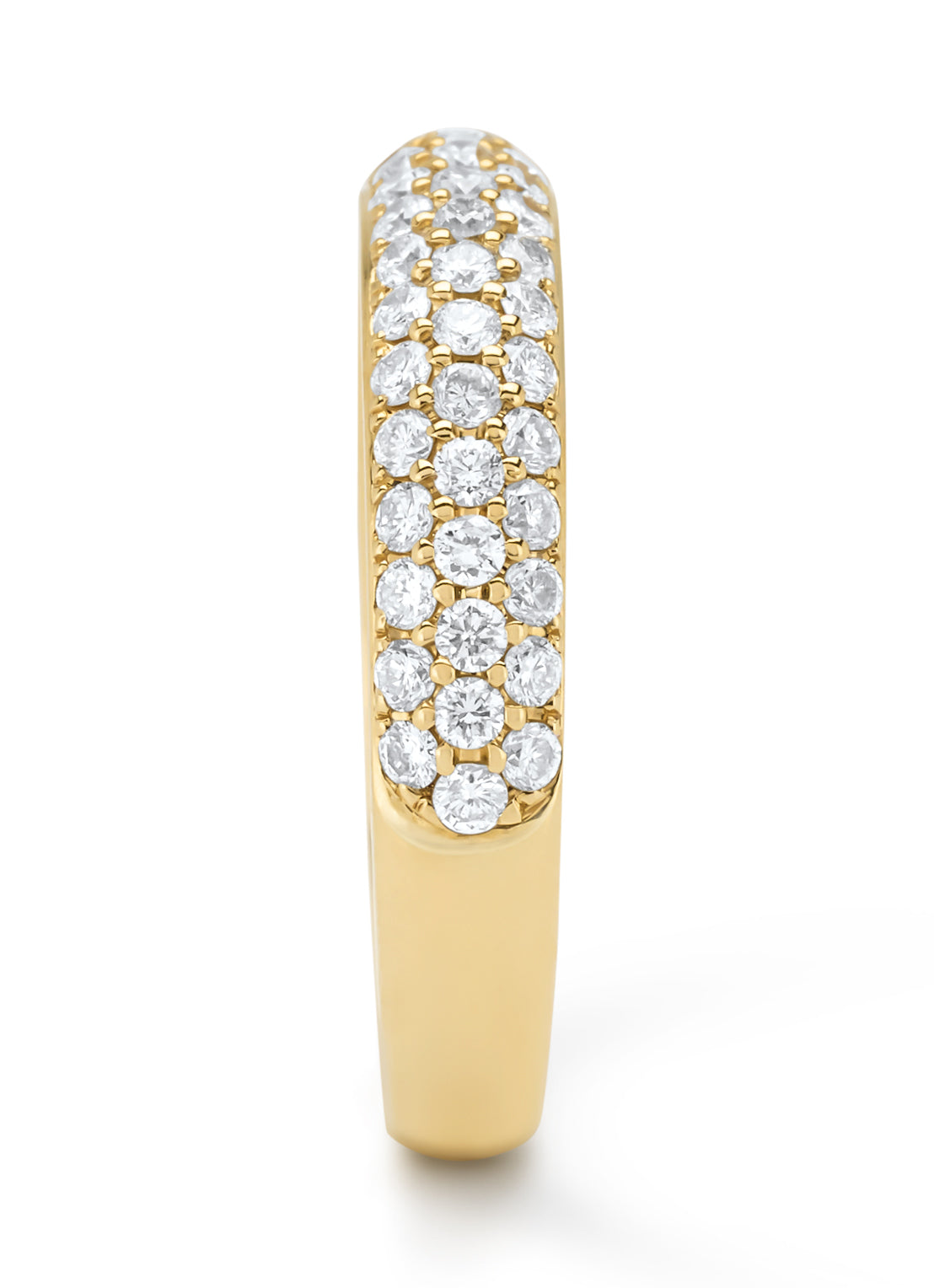 Geelgouden ring, 0.80 ct diamant, Caviar