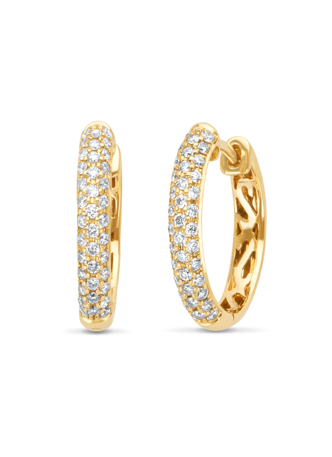 Yellow gold earrings, 0.39 ct diamond, Caviar
