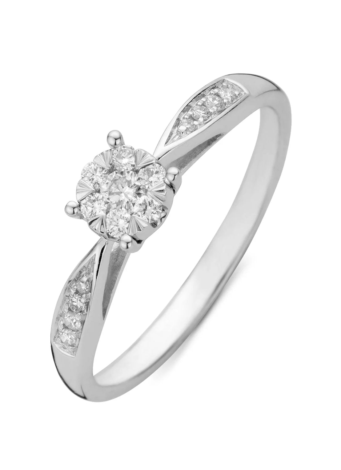 Witgouden ring 18kt, 0.20 ct diamant, Enchanted