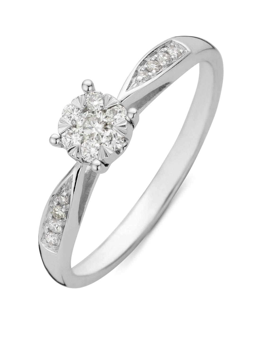 Witgouden ring 18kt, 0.20 ct diamant, Enchanted