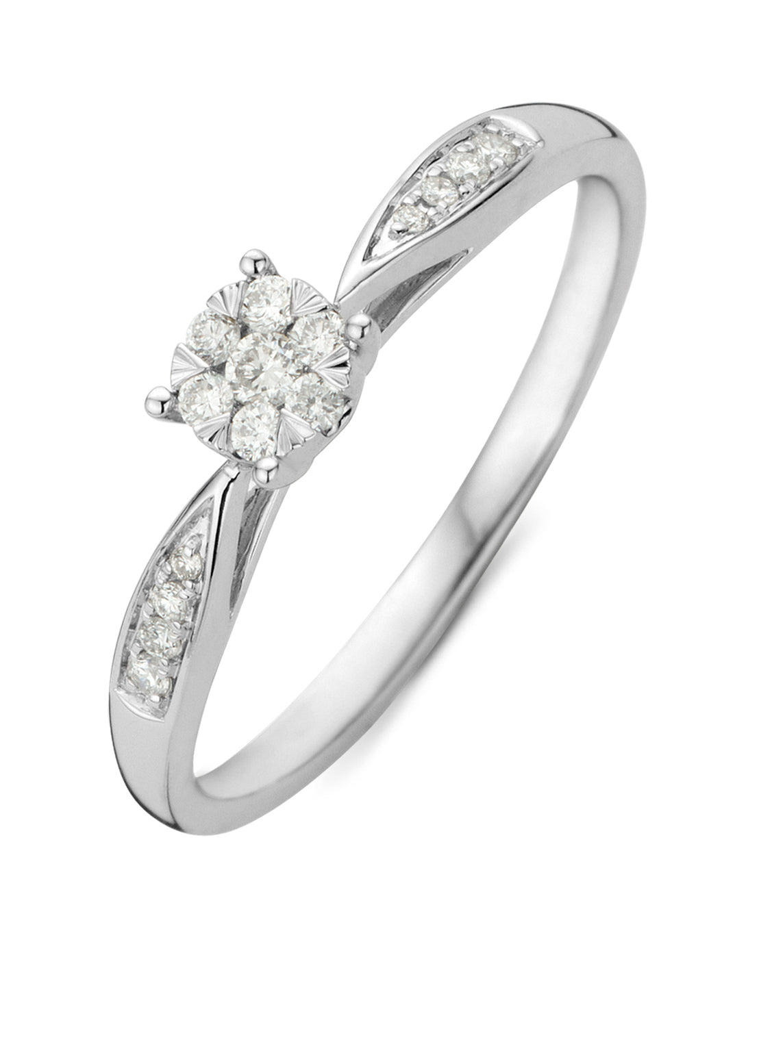 Witgouden ring 18kt, 0.15 ct diamant, Enchanted