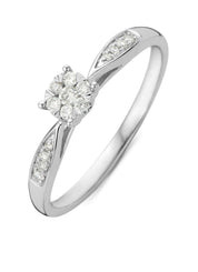 Witgouden ring 18kt, 0.15 ct diamant, Enchanted
