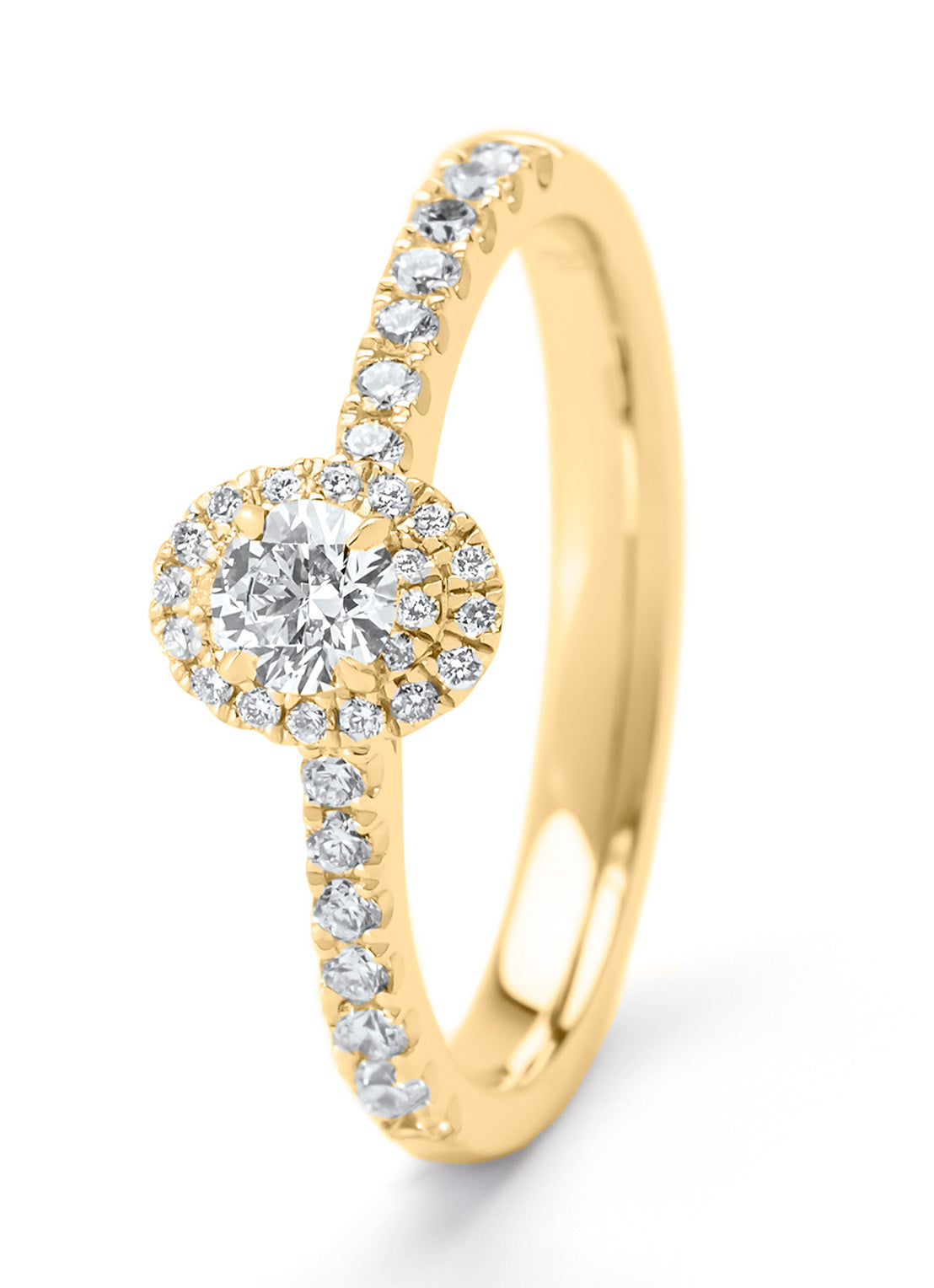 Geelgouden ring, 0.49 ct diamant, Petite Romance