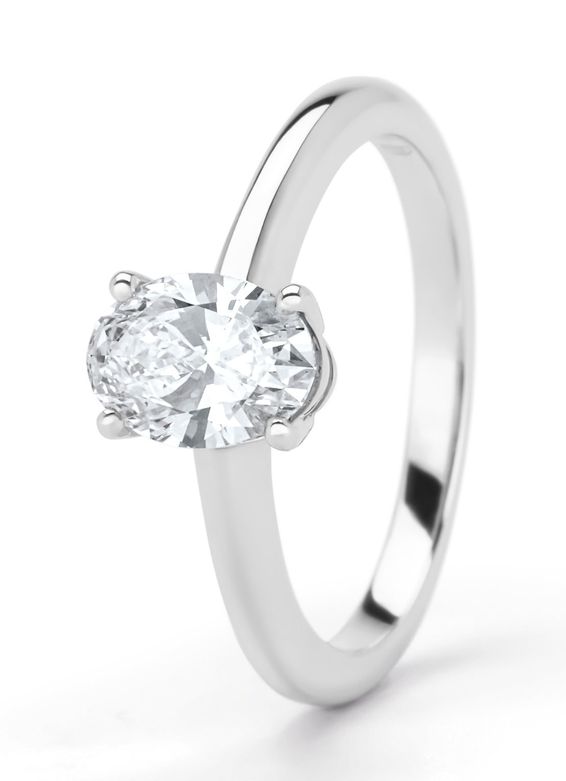 Witgouden ring, 1.01 ct diamant, Solitair