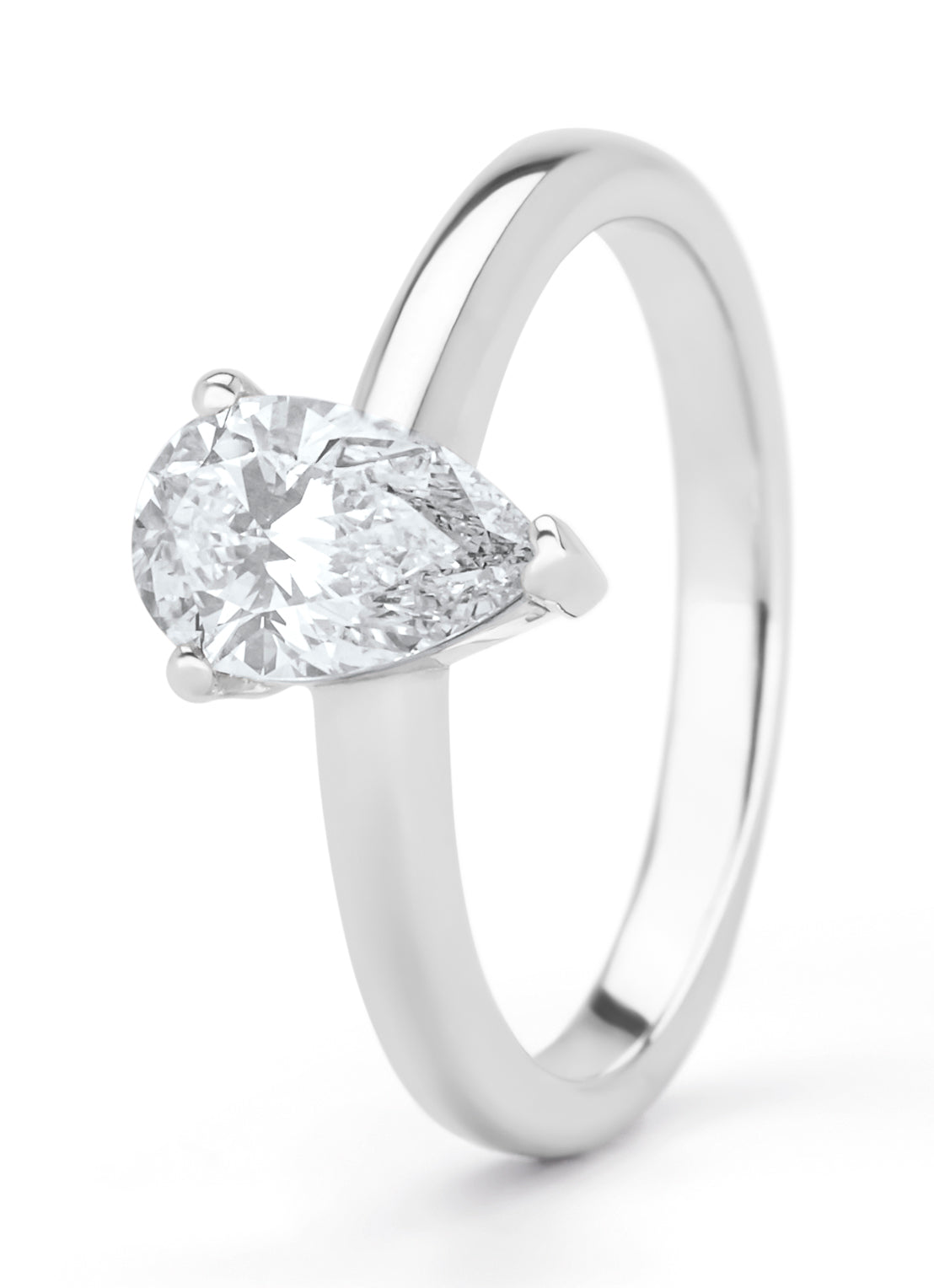 Witgouden ring, 1.09 ct diamant, Solitair