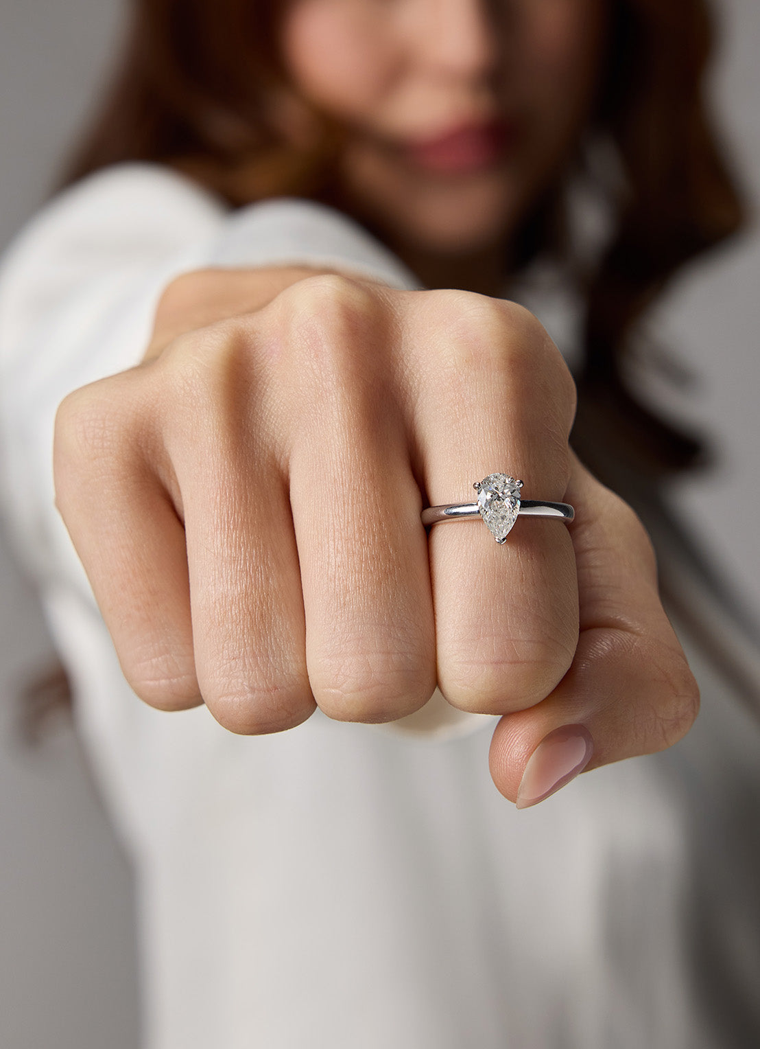 Witgouden ring, 1.09 ct diamant, Solitair