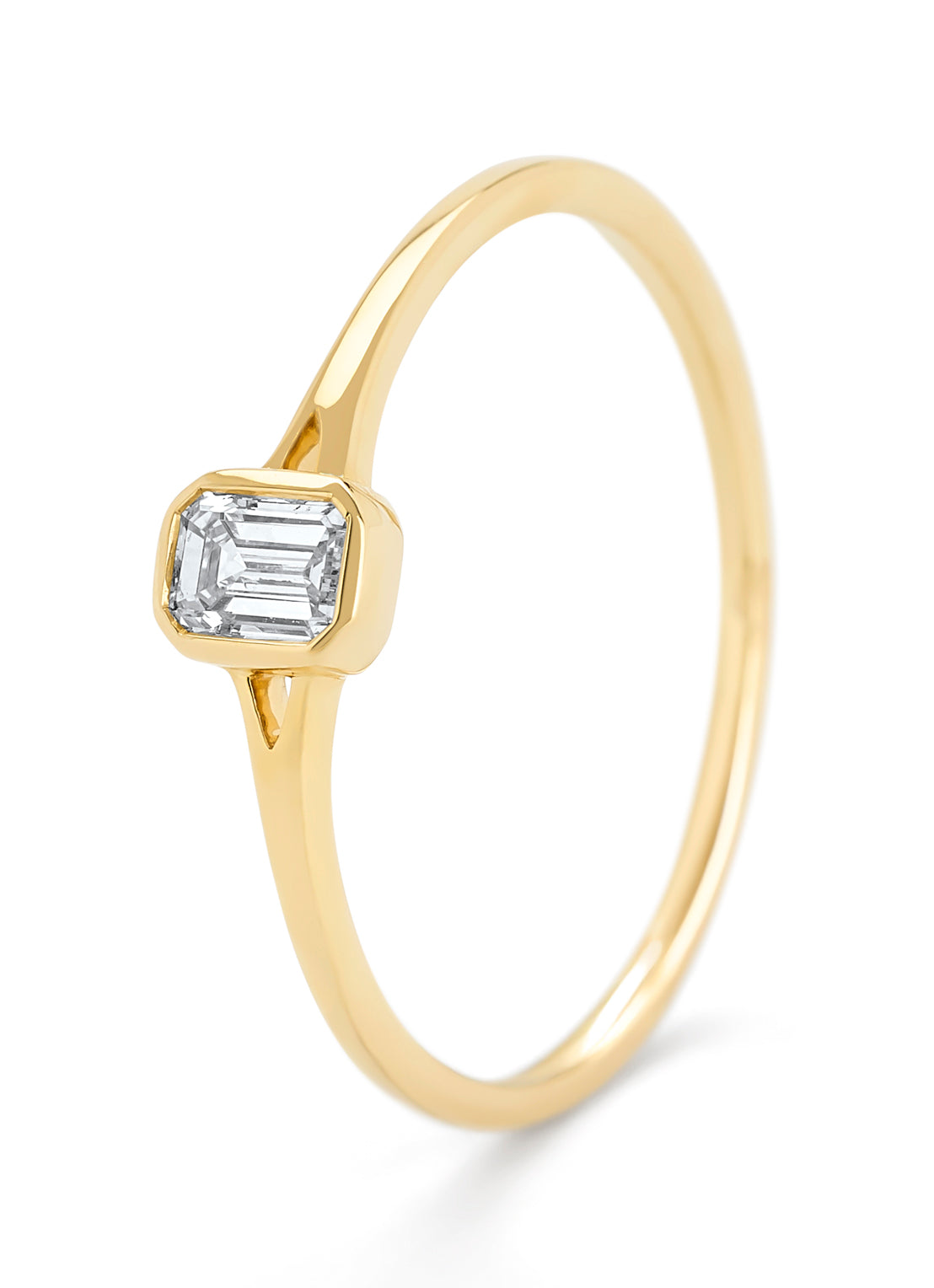 Geelgouden ring, 0.22 ct diamant, Starlight