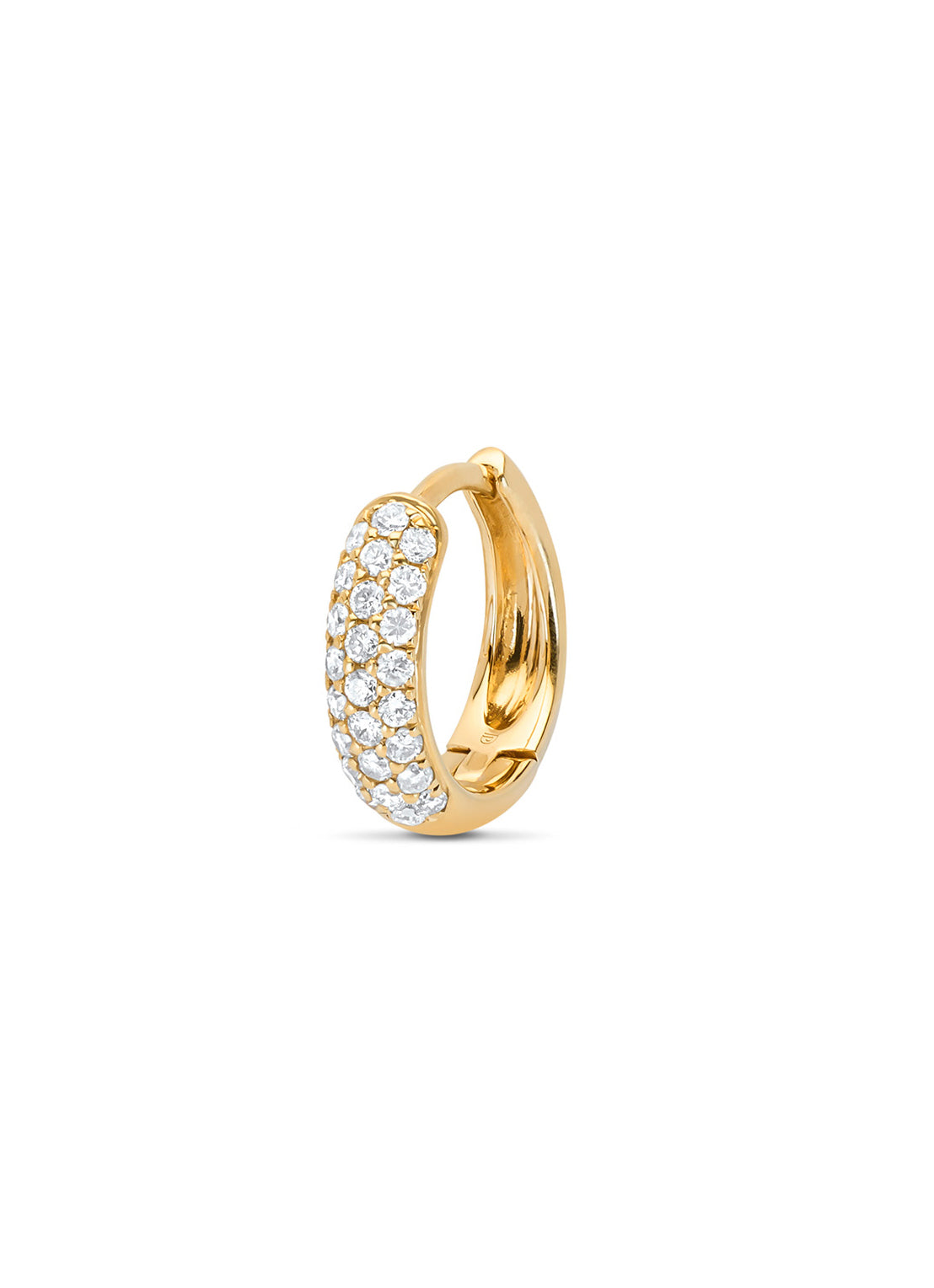 Yellow gold earnip, 0.25 ct diamond, caviar