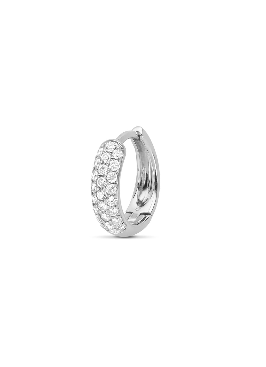 White gold earrings, 0.25 ct diamond, caviar