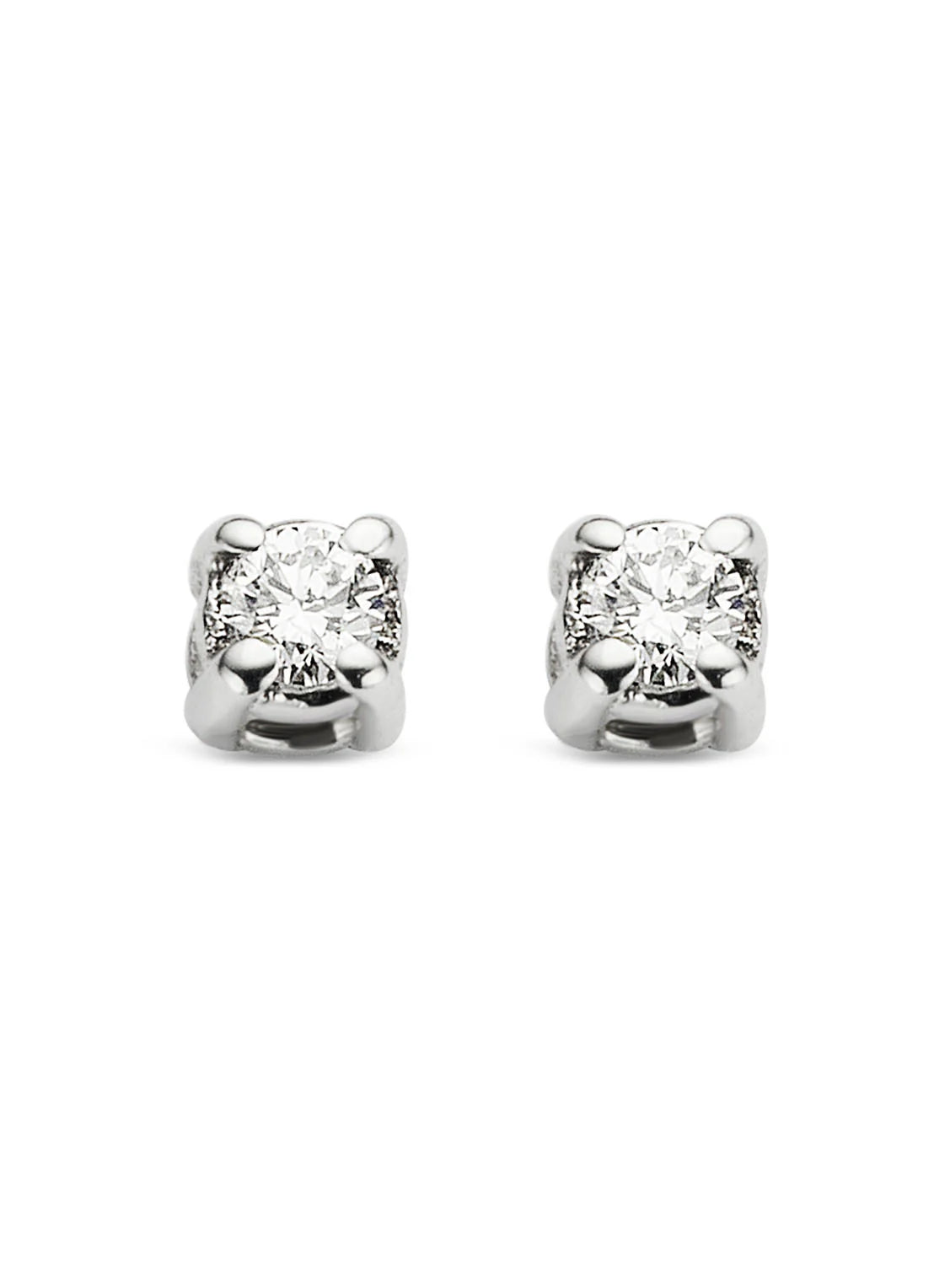 White gold earrings, 0.08 ct diamond, Solitaire