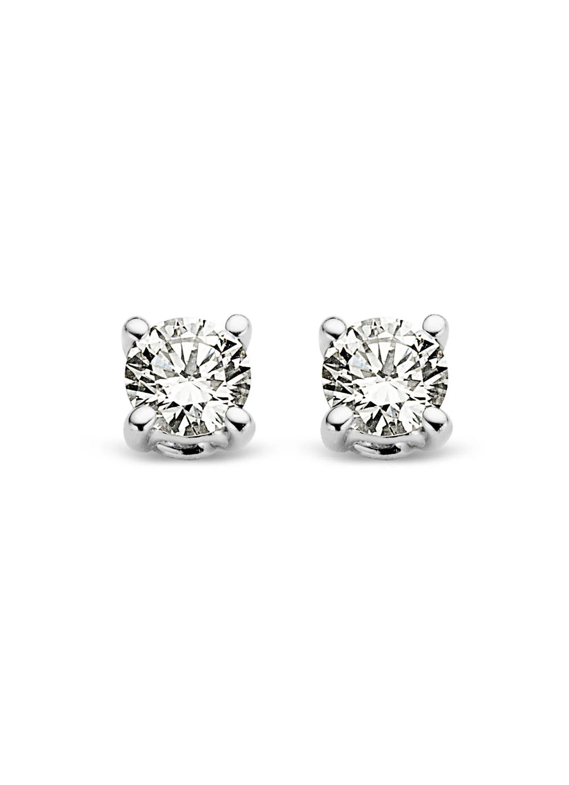 Witgouden oorsieraden, 0.12 ct diamant, Solitair