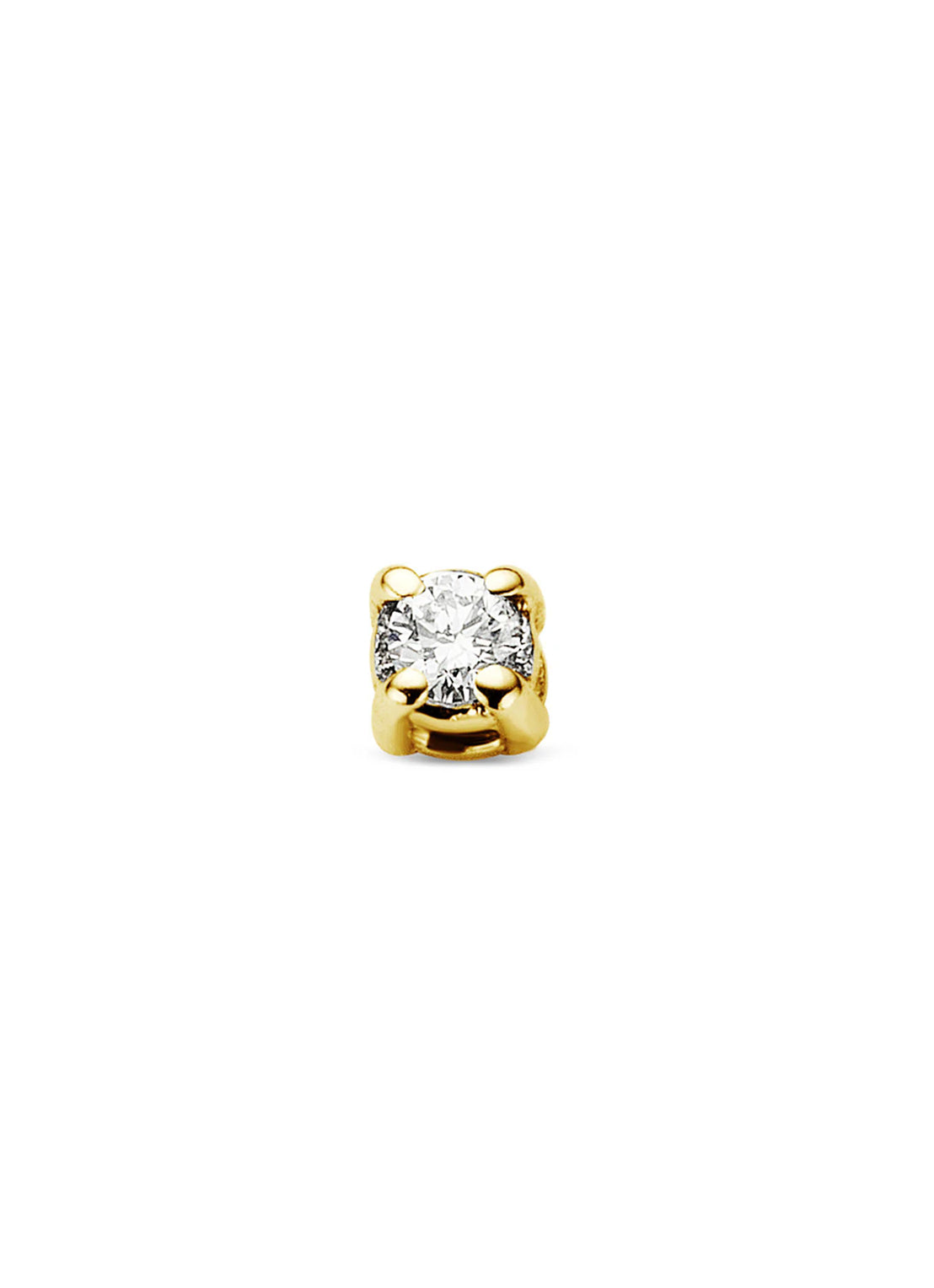 Yellow gold earring, 0.04 ct diamond, Solitair