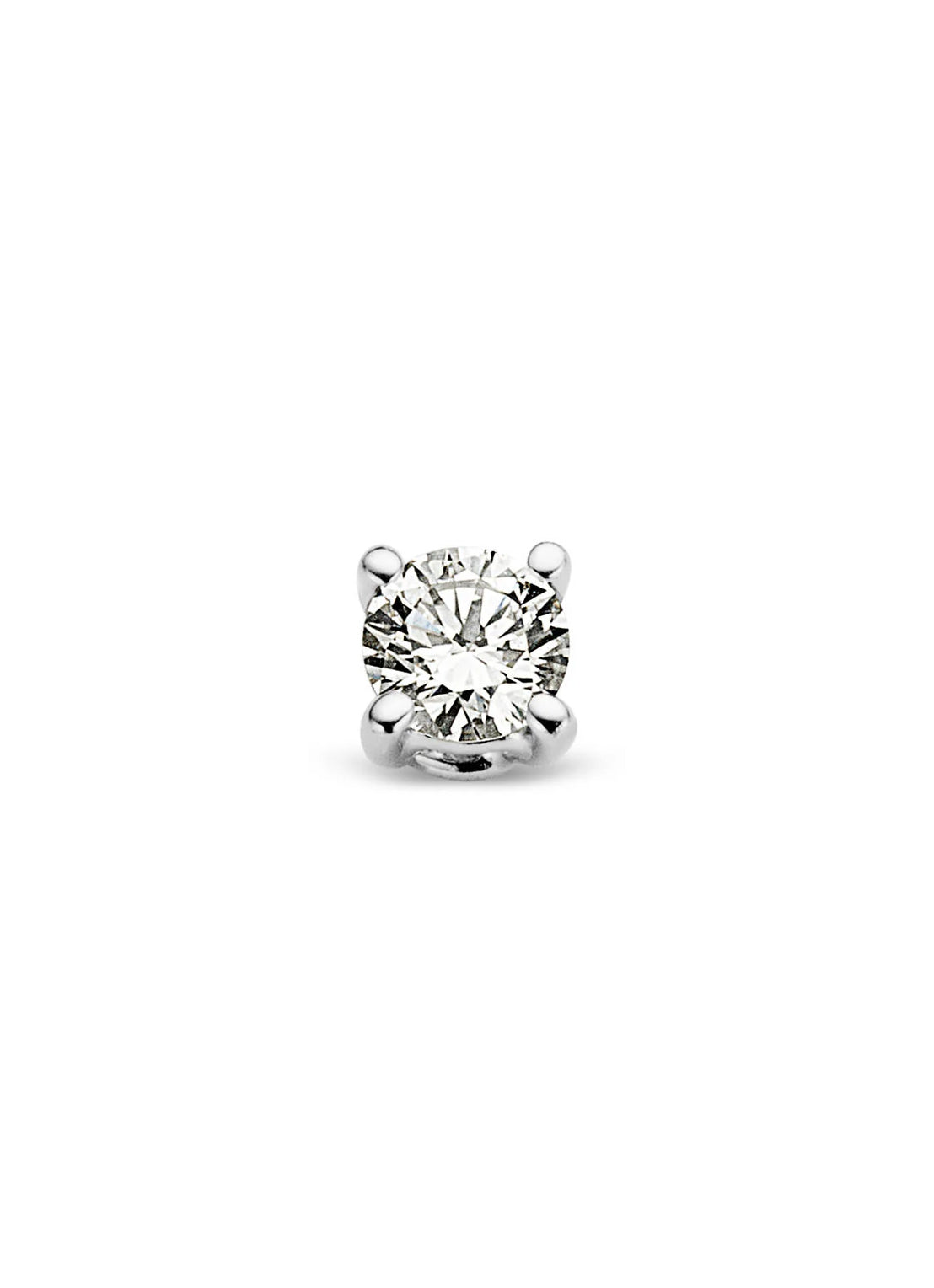 White golden earrings, 0.06 ct diamond, solitary