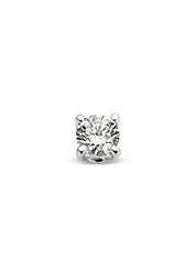 White golden earrings, 0.06 ct diamond, solitary