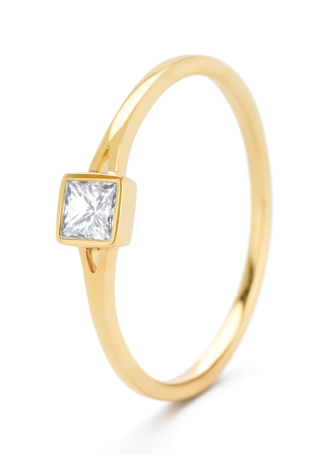 Geelgouden ring, 0.20 ct diamant, Starlight