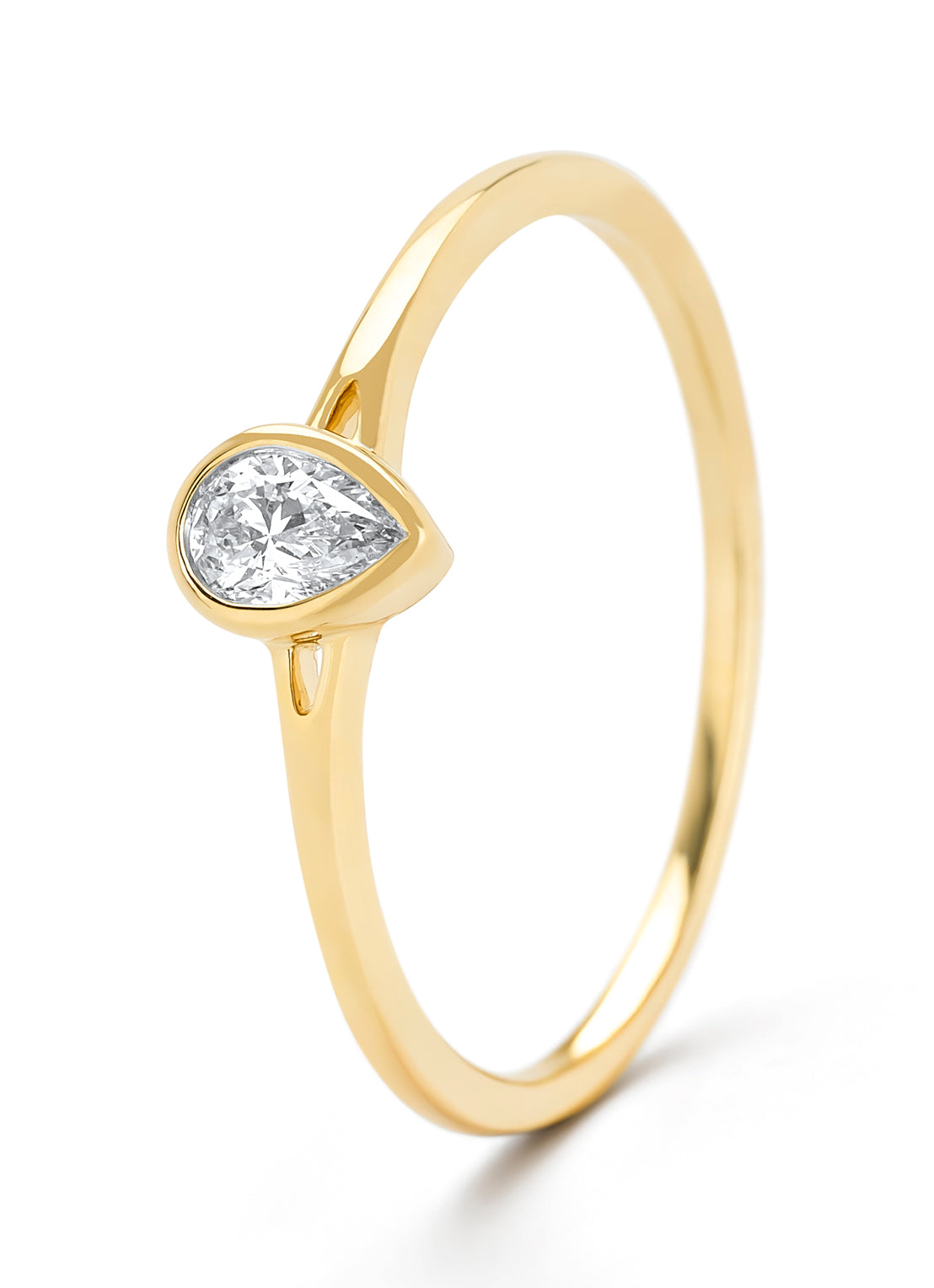 Geelgouden ring, 0.20 ct diamant, Starlight