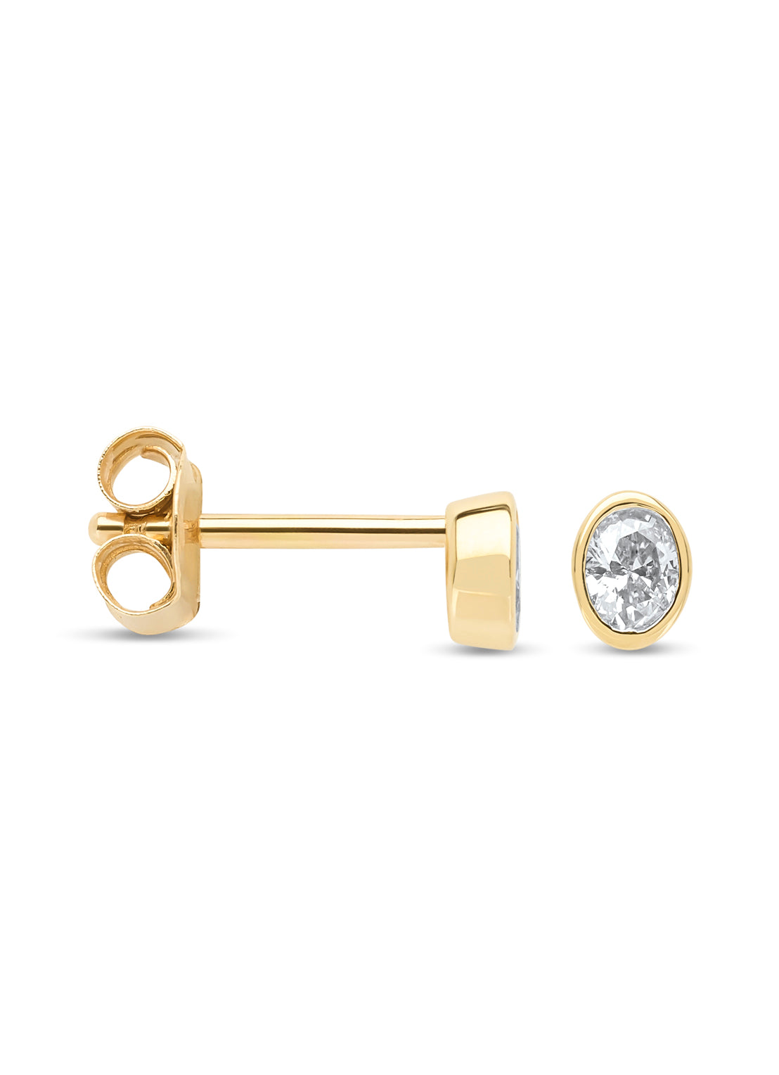 Geelgouden oorsieraden, 0.23 ct diamant, Starlight