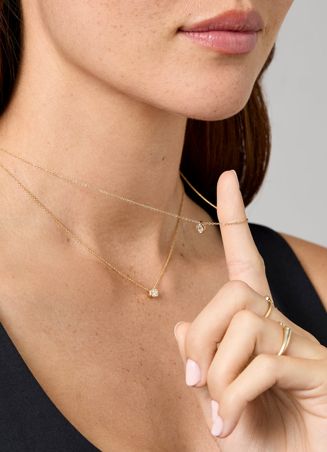 Geelgouden collier, 0.20 ct diamant, Starlight