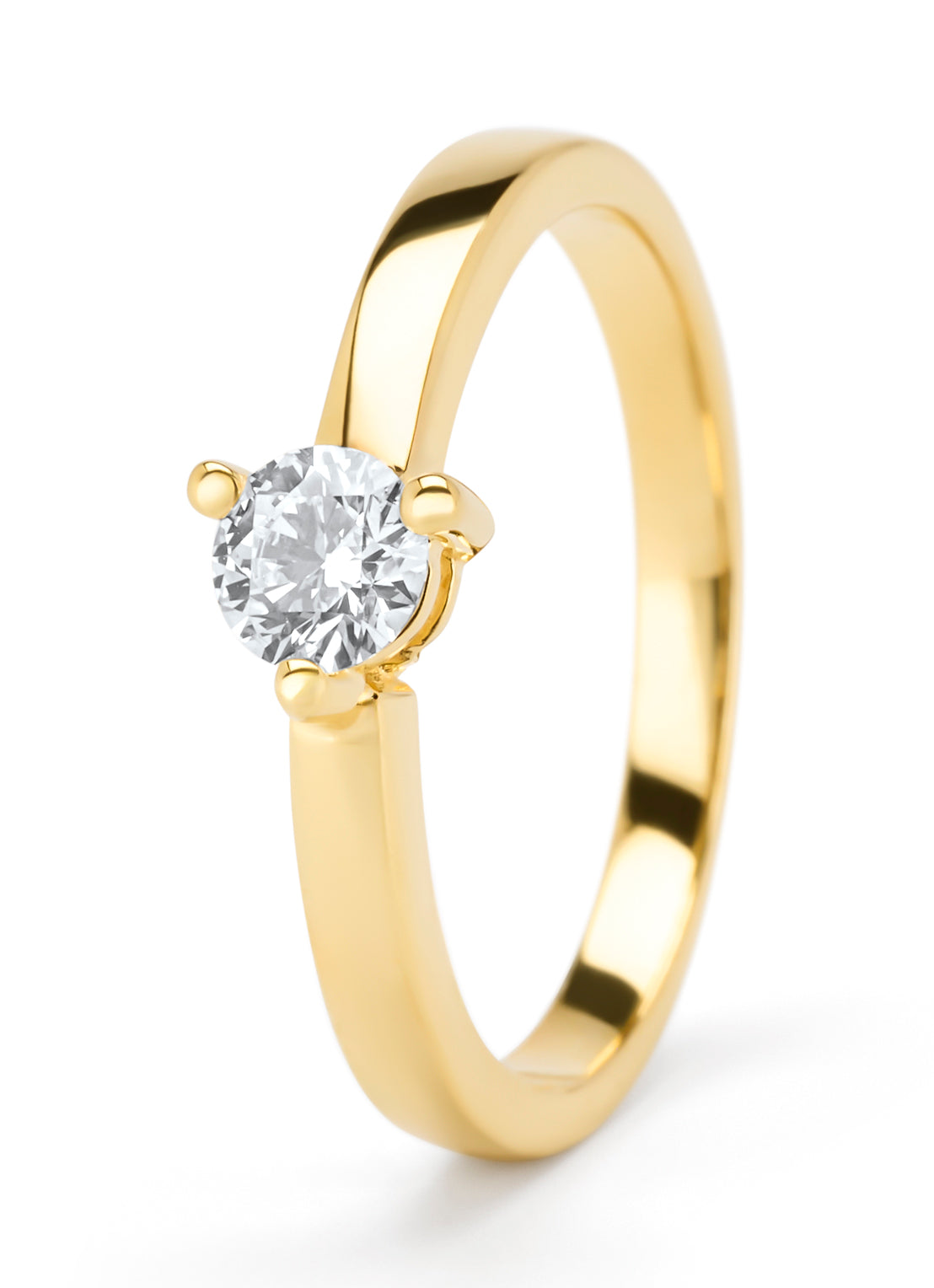 Geelgouden ring, 0.30 ct diamant, Hearts & Arrows