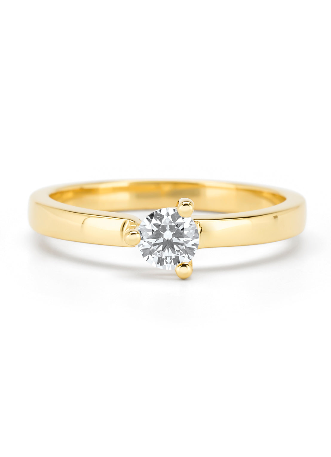 Geelgouden ring, 0.30 ct diamant, Hearts & Arrows